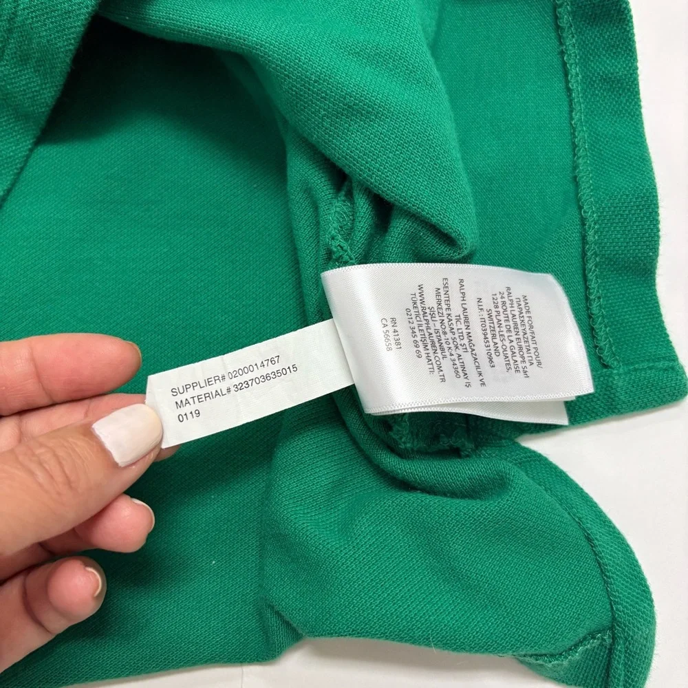 Ralph Lauren Green Polo with Orange Pony and Sleeve Number